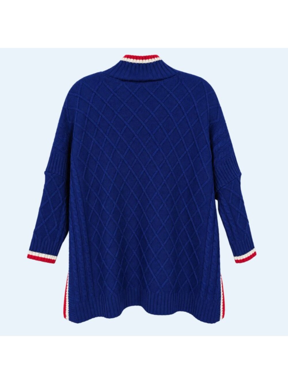 Mersea Sailor Sweater Womens OS Navy Blue Red White Lattice Knit Relaxed Pullove - Picture 3 of 15